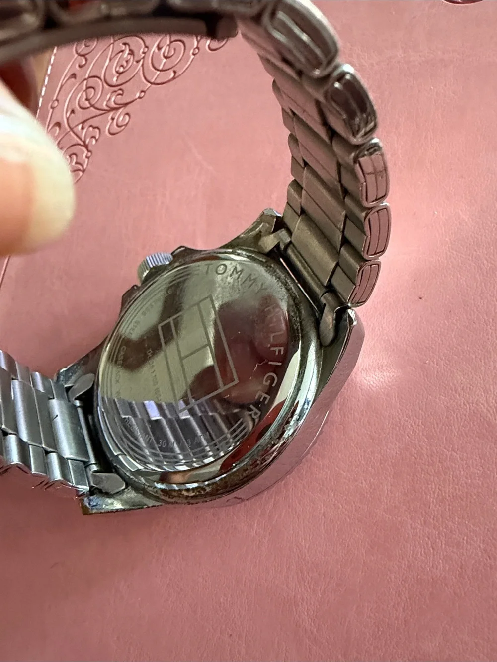 Tommy Hilfiger Silver Watch with Black Bezel and White Dial
